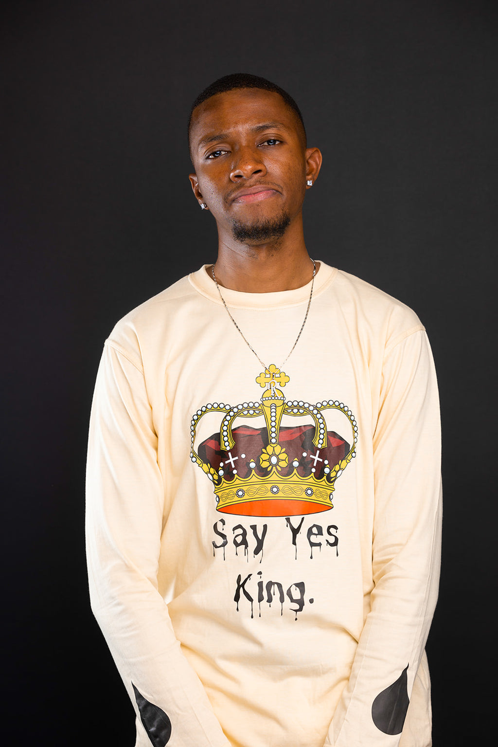 Say Yes King Cream Men's Long Sleeve Tee