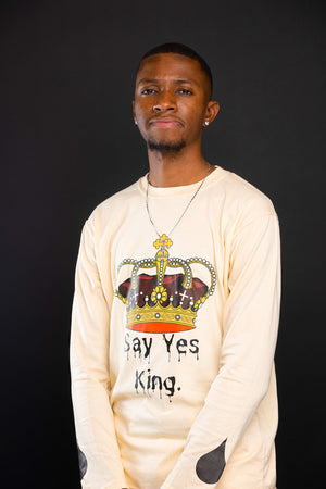 Say Yes King Cream Men's Long Sleeve Tee